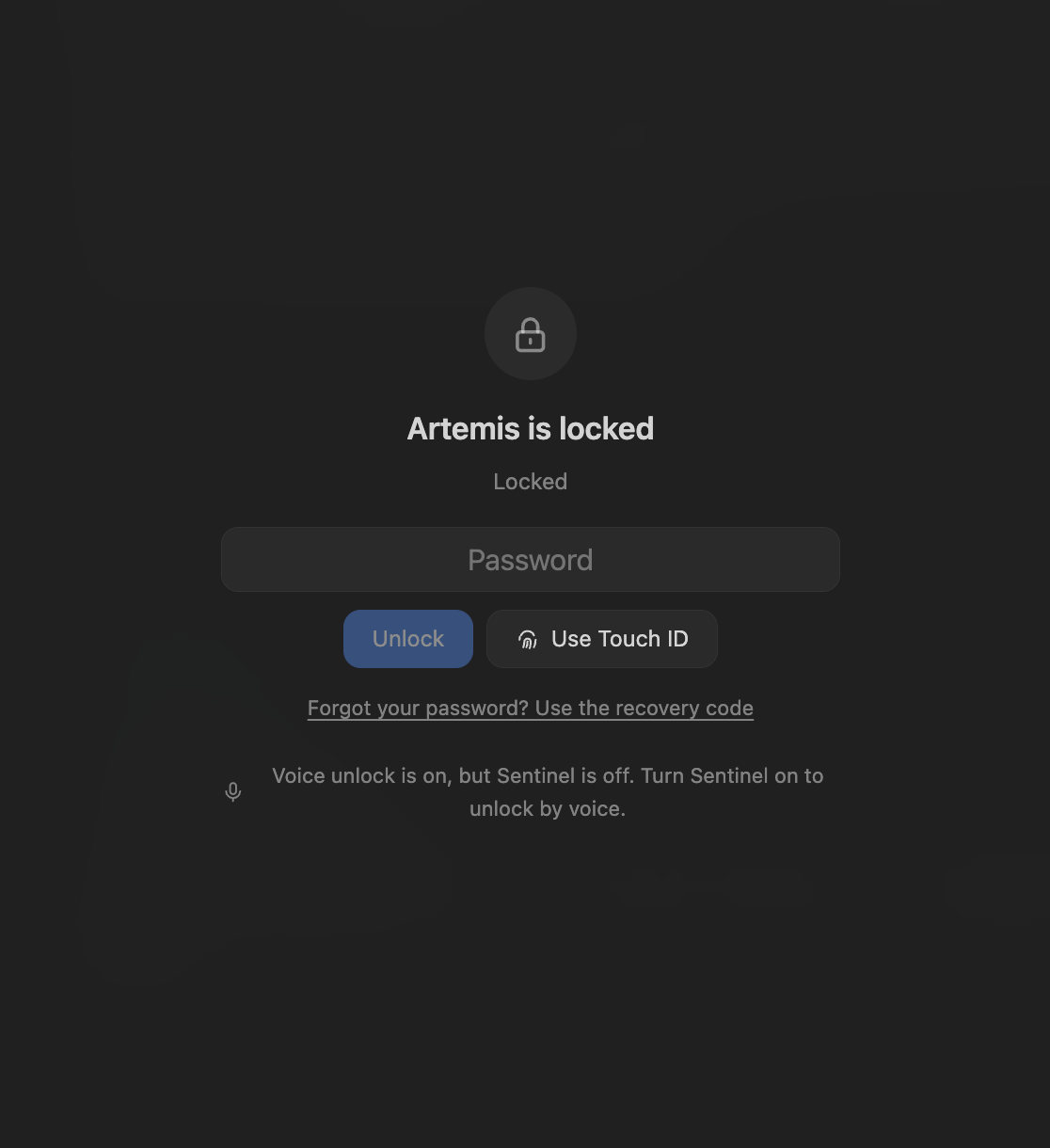 Settings, Security: app lock and voice recognition